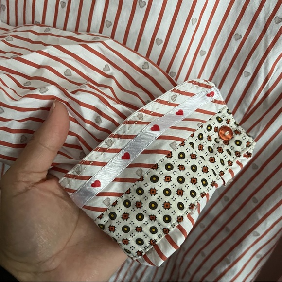 3/$40 Gerry Webber Edition Button Down Shirt Red &White Strip with Heart Details - Picture 7 of 7